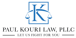 Paul Kouri logo in blue.